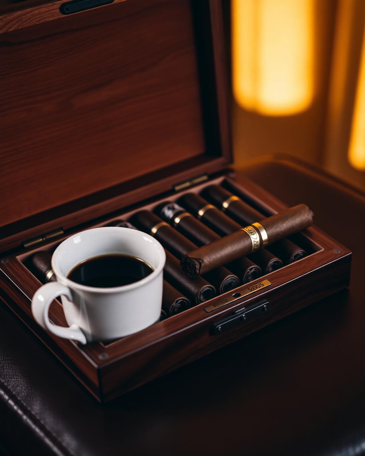 Premium cigars and espresso